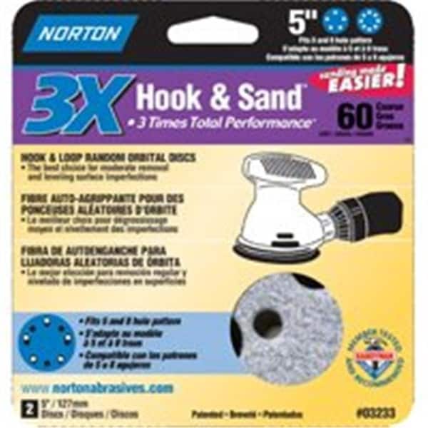 Norton Co Norton 3233 Hook And Sand Paper Disc 60 Grit 3308160 - main